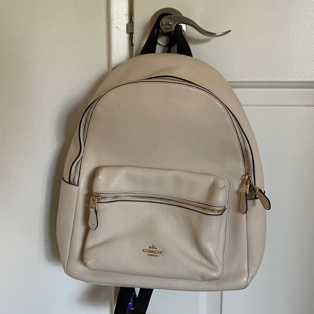 Cream Coach leather backpack